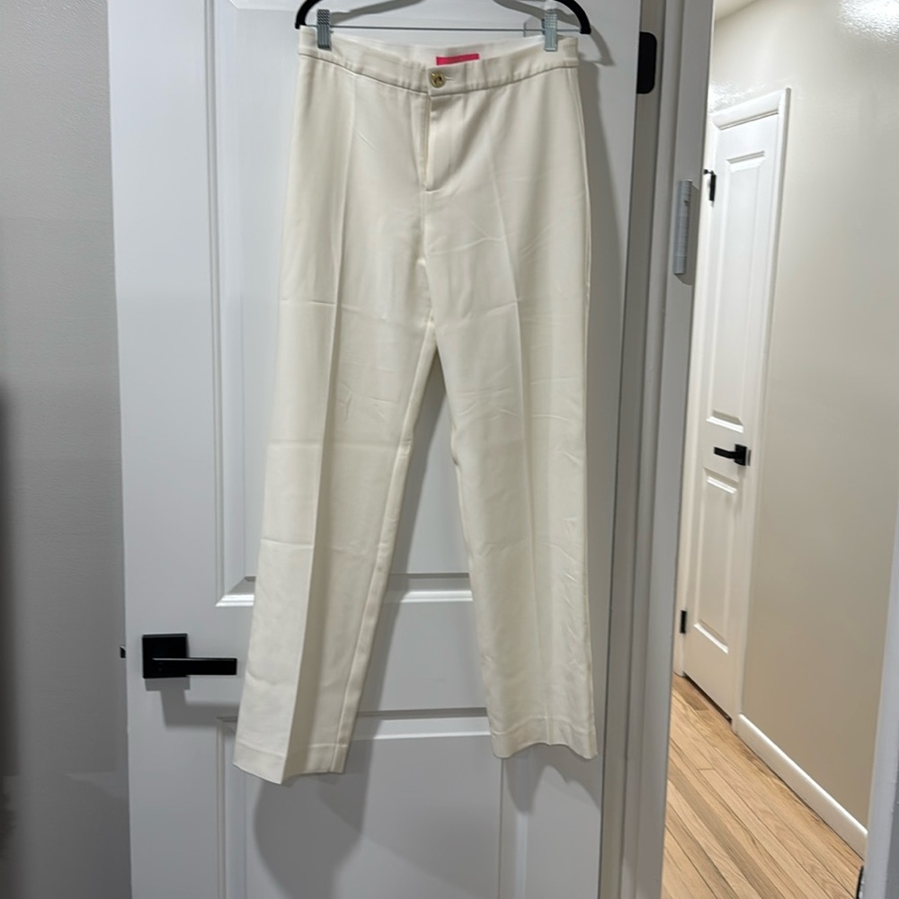 Lilly Pulitzer Cream Straight-Leg Trousers